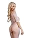 ZIUMUDY Women Sexy Lingerie Open Crotch Sleeves Bodystocking Sleepwear Tights, One Size (White)