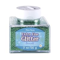 Sulyn Extra Fine Emerald Green Glitter Stacker Jar, 2 Ounces, Non-Toxic, Stackable and Reusable Jar, Multiple Slot Openings for Easy Dispensing and Mess Reduction, Green Glitter, SUL50869