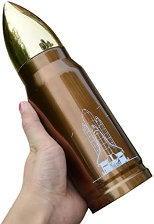 Bullet Vacuum Mug Stainless Steel Insulated Vacuum Cups Missile Head Flasks Thermos Cup Travel Mug Bottle (Bronze, 500ml)