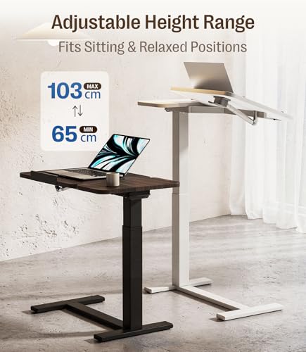 MAIDeSITe C-Shaped Side Table with Wheels, Height Adjustable Table with Double Tilting Tray and Stopper, Ideal for Care, Reading and Teleworking (Walnut)