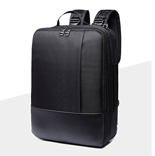 14/15.6 inch Multi-function Convertible Laptop Messenger Computer Bag Single-shoulder Backpack Briefcase Oxford and PU Leather Waterproof Multi-Compartment For iPad Pro Macbook Men and Women (Black-1)