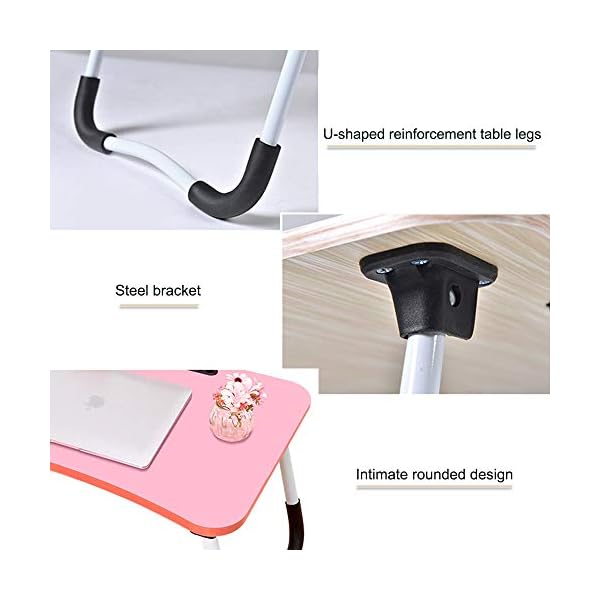 VLikeze Laptop Bed Table, Foldable Portable Lap Standing Desk with Cup Slot, Notebook Stand Breakfast Bed Tray Book…