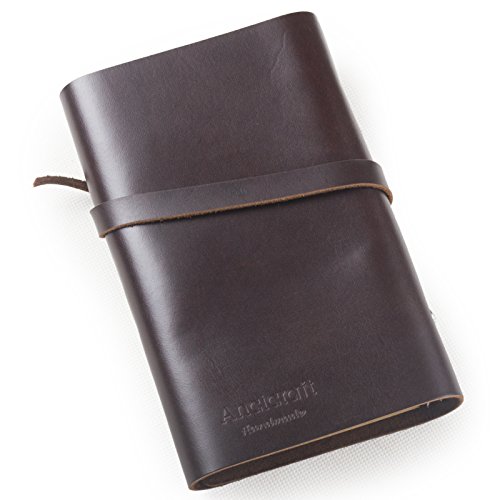 Ancicraft Vintage Soft Genuine Leather Journal Diary Notebook Refillable with Feather 6-ring Binder Lined Craft Paper A6 (Dark coffee with feather) - Thumbnail 2