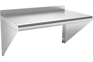 HOCCOT Commercial Stainless Steel Shelf 12 x 24”, Wall Mounted Food Service Storage Rack Shelves, Heavy Duty 250 lb Metal Shelf for Kitchen, Restaurant, Food Truck, Garage, Laundry Room
