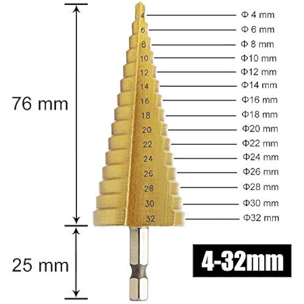 Knoweasy 3Pcs HighSpeed Steel Step Drill Bit Set With Automatic Spring