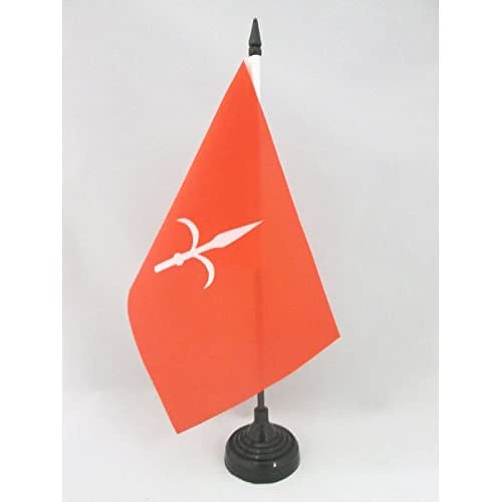AZ FLAG Free Territory of Trieste 1947-1954 Table Flag 5'' x 8'' - Territorio libero di Trieste Office Decoration 100% Polyester 21 x 14 cm - Mini Desk Flag with Pole and Black Plastic Base