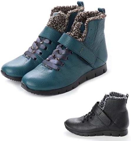 Amazon 日本製 本革 ショートブーツ ボア レディース レースアップ ローヒール フラット コンフォート 幅広 3e 革 レースアップ レザーブーツ ショート ハイカット ノーブランド品 ブーツ ブーティ