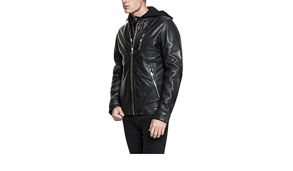 lamarque leather hooded jacket