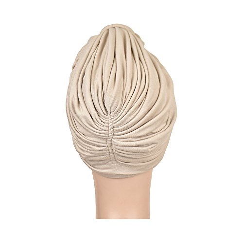 Landana Headscarves Beige TURBANS For Women With Twist/Knot Front