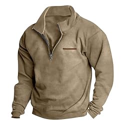 Mens Quarter Zip Pullover Vintage Fashion Long