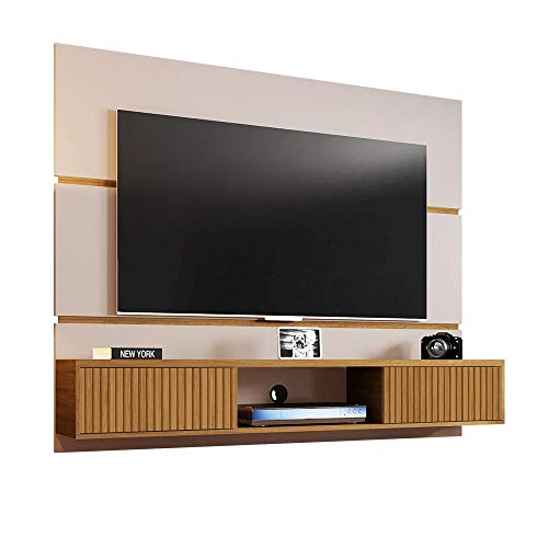 Painel Âmbar Para TVs Até 65 Polegadas - Bechara Off-White/Cinamomo/Ripado