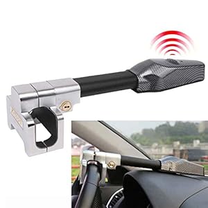 Krtopo Autostuurslot met Alarm Auto Antidiefstal Vergrendelingssleutels Beveiliging T-slot Zwart