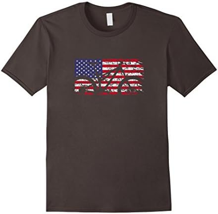 Mens Mountain Bike American Flag Shirt - MTB USA Flag T-Shirt Medium Asphalt