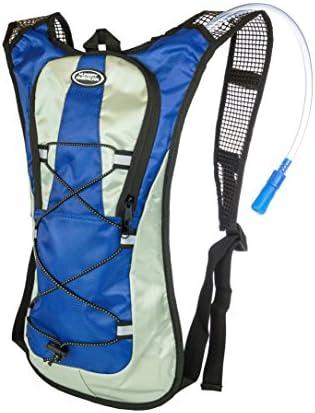 HUNGRYAMERICAN Hydration Pack - Ultra Lightweight - Minimalist Backpack and 2L Water Bladder. Perfect for Festivals, Hiking, Running, Camping, Gym.... (Blue)