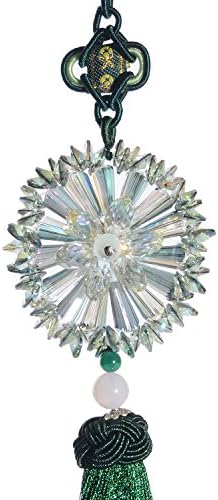Tooban Car Pendant Crystal Flower with Tassel Hanging Decor Ornament Home Decoration Accessories Green