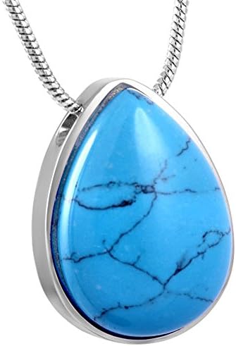 Turkish Stone in the Shape of Teardrop Urn Pendant Cremation Memorila Jewelry for Womens Mens