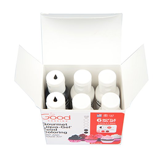 Food Coloring Liqua-Gel - 6 Bottle Black and White "Shade and Tint Kit" Liqua-Gel Kit in .75 fl. oz. (20ml) Bottles - Thumbnail 3