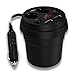 AMEIQ Car Charger, Cigarette Lighter Adapter Splitter Extender with 2-Socket Outlet Separate Switch 80W, 5V 3.1A Dual USB, Cup Holder, Digital Display Screen, 12/24V DC Input