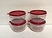 Tupperware Ideal Little Bowls Snack Set of 4, Sheer with Red Seals