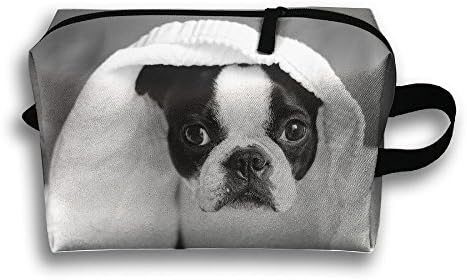 Black And White Family Cute Pet Dog Travel Bag Cosmetic Bags Brush Pouch Portable Makeup Bag Zipper Wallet Hangbag Pen Organizer Carry Case Wristlet Holder