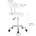 Artechworks Adjustable Rolling Swivel Massage Stool for Salon Spa Tattoo Facial Medical Office Chairs with Backrest Wheels and Metal Plate Frame White (1 Pcs)