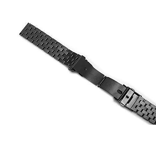 22mm Solid Stainless Steel Watch Band with Double Buckles Push Button