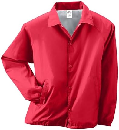 『TEN NYLON COACH JKT RED XS』 Augusta Sportswear Lined Nylon Coach's Jacket, XL, RED at Amazon