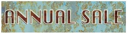 CGSignLab |Annual Sale -Ghost Aged Blue 16oz. Heavy-Duty Outdoor Vinyl Banner with Reinforced Hems &amp; Metal Grommets | 12'x3'
