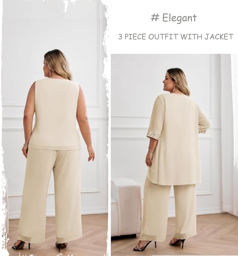 Hanna Nikole 3 Piece Chiffon Mother of the Bride Wedding Guest Formal Dresses Set with Jacket