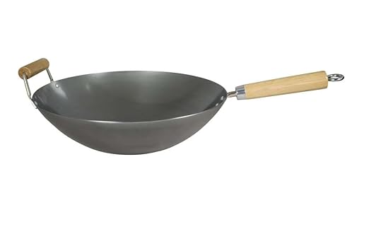title=Dexam Padella professionale Wok in acciaio al carbonio, 34 cm