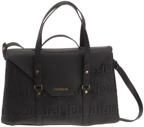 Desigual Black Bols Maletin Mono Letter Top Handle Messenger Handbag