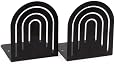 Spectrum Rectangle Bookends, Large Black Metal - 6"H X 5"W X 4.5"D, For Bookshelf Organization