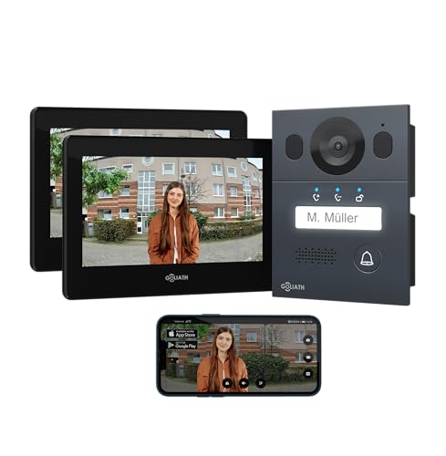 Goliath® Video Door Phone 2 Monitors [Monitor 7"] Automatic Door Phone with Camera - 2 Wire Video Intercom - Camera Telefonillo - Video Intercom - Vandal Proof and Climate - Recessed