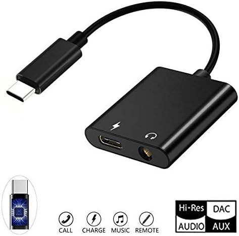 2 in 1 USB C 3.5mm Adapter USB-C to 3.5mm Jack Charging Adapter Compatible with Google Pixel 2/2XL/3/3XL Essential HTC U11 LG G6/V20 Electronics