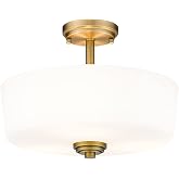 Z-Lite 3 Light Semi Flush Mount 220SF3-HBR, Brass