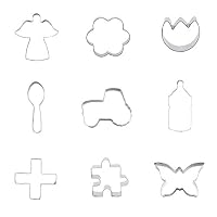 9 Pieces Cookie Cutter Biscuit Butterfly Jigsaw Puzzle Cross Crucifix Babys Bottle Tractor Spoon Tulip Flower Plum Blossom Elf Angel
