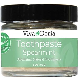 Image of VIVADORIA Fluoride Free Natural Mineralizing Toothpaste Glass Jar, Spearmint, 3 oz.