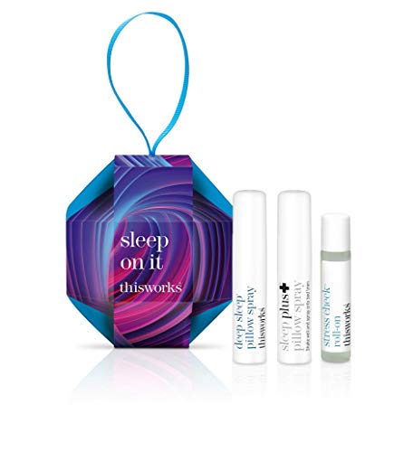 ThisWorks Sleep On It Holiday Set: Deep Sleep Pillow Spray, Sleep Plus Pillow Spray & Stress Check Roll-On, 5ml each