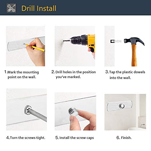 Hoimpro Paper Towel Holder Wall Mounted for Kitchen 13 Inch, Bathroom Tissue Roll Hanger with Mobile Phone Storage Shelf,Space Aluminum, Wall Mount with Screws, Dull Polished Silver - Thumbnail 6