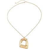 LNNVKRV Chunky Gold Geometric Hollow Square Necklace For Women Irregular Square Pendant Necklace Punk Hip-Hop Oval Hollowed-Out Chain Necklace Statement Party Festival Jewelry