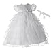 Lauren Madison baby girl Christening Baptism Newborn Multi Tiered Gown With Satin Bodice, White, 6-9 Months