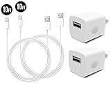 Certified 5W 1A USB Power Adapter with 10FT/3M [Heavy Duty] Lightning to USB Cable for iPhone 7 / 6S / Plus, iPad Air 2 / Mini 3 (2 Pack)