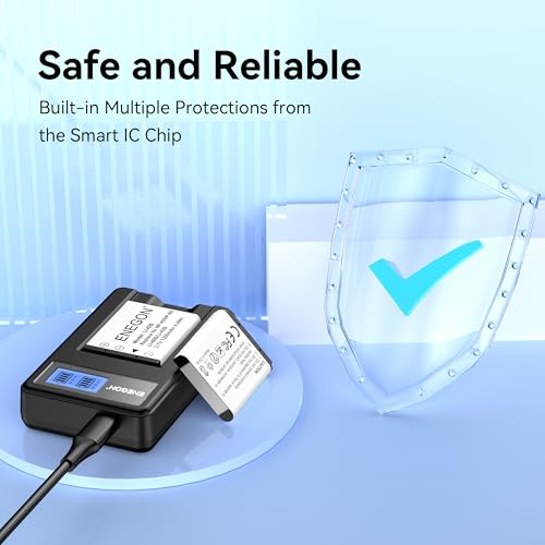 ENEGON NP-45 Replacement Battery (2 Pack) and USB Charger Kit for Nikon EN-EL10,for fujifilm NP-45S/A/B, NP-80,Li-40B,Li-42B, INSTAX Mini 90, FinePix XP140/130/120/90/80/70/60/50,T350,T550,JX500