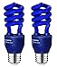 SLEEKLIGHTING 13 Watt Blue Spiral CFL Fluorescent Light Bulb UL Listed - General Purpose Spiral CFL Blue Light Bulbs -120 Volt, E26 Medium Base.(Pack of 4)
