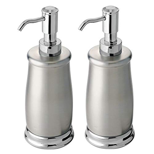 mDesign Decorative Metal Refillable Liquid Soap Dispenser Pump Bottle