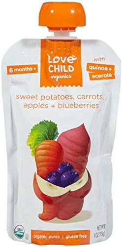 Love Child Organics Super Blends Purees - Sweet Potatoes, Carrots, Apples &amp; Blueberries - 4 oz - 6 pk