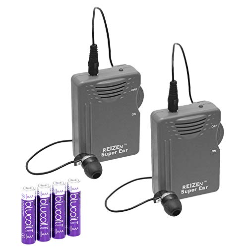 Reizen Loud Ear 110dB Gain Personal Amplifier Plus Two Extra Blucoil AAA Batteries - 2 Pack