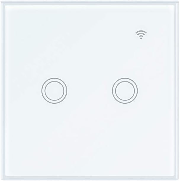 Light Switch, YANF WiFi Smart Light Switches Touch Switch Wall Panel Compatible with Alexa and Google Home, APP Remote Control and Timing Function with Tempered Glass Touch Screen(1 Way 2 Gang)