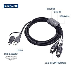 Cable Matters MIDI to USB Cable 6.6 ft / 2m