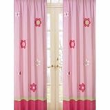 Pink and Green Flower Window Treatment Panels - Set of 2